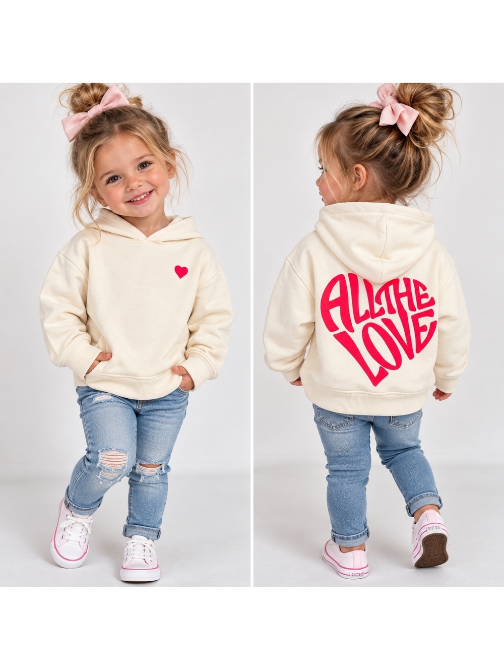 Cat & Jack Girls 3T All The Love Heart Hoodie